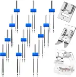 6er-Pack Zwillingsnadeln, Doppelnadeln mit 9-Rillen-Biesennähfuß und Universalnähfuß, 3 Größen, Nähmaschinen-Doppel-Stretchnadeln, Stecknadeln für Haushaltsnähmaschinen