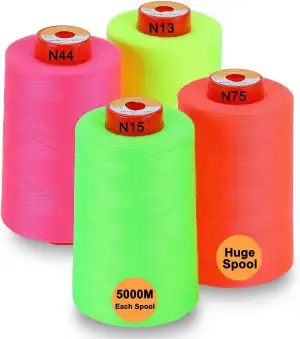 New brothread - 28 Optionen - 4 Große Konen 5000M Allzweck Polyester Nähgarn 40S/2 (Tex27) zum Nähen, Quilten, Patchwork, Serger und Overlock - Neon Colours