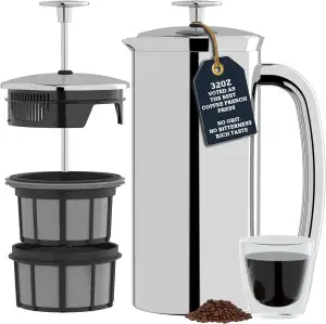 ESPRO P7 French Press Kaffeebereiter – Doppelwandig isoliert aus Edelstahl mit M