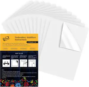 12PCS Stickvlies Selbstklebende Wasserlösliche, A4 (29.7x21cm) Wasserlösliches S