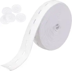 Mozeat Lens 5m Gummiband zum Nähen Gummiband mit Knopfösen Elastisches Gummiband