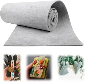 Mbsomnus Filz Meterware 40 cm×300 cm×2 mm Filzrolle Hellgrau Filzstoff Meterware