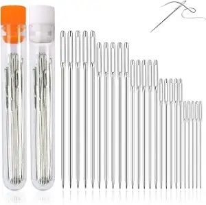 Redamancy Nähnadeln, Sticknadeln, 50 Stücke Nadeln Großem Öhr, 5 Größen von Stahl Nähnadeln, Groß...