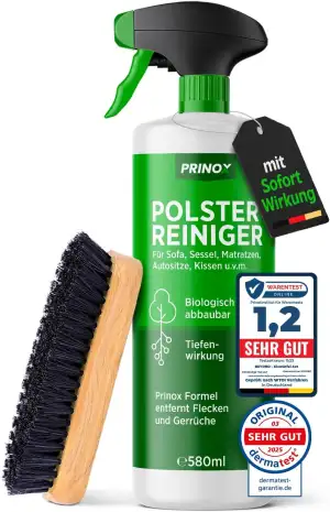 PRINOX Profi Polsterreiniger 500ml für Sofa, Auto, Sessel & Couch inkl. Bürste -