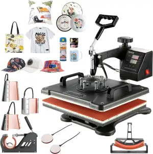 VEVOR Transferpresse Hitzepresse 38x30cm Textilpresse T-Shirt Heat Press 360 Gra