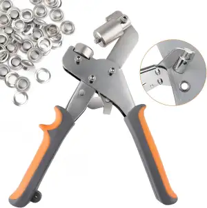 Ösenzange Set, Profi Ösenzange mit 300 Ösen (Ø 6mm), Magnetische Ösenpresse aus 