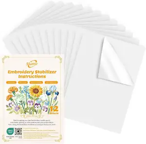 12PCS Stickvlies Selbstklebende Wasserlösliche, A4 (29.7x21cm) Rückverfolgbar Wa