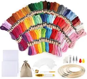 Homewit 100 Farben Stickerei Set,Kreuzstich Starter Kit Stickerei Basteln Crafts
