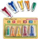 5 Stück Schrägbandformer Schrägband Werkzeug Set für Aufbügelbares Schrägband Breiten 6 mm, 9 mm, 12 mm, 18 mm und 25 mm, Tape Maker Set Edelstahl Nähen Zubehöre Handbuch DIY Patchwork Kit,
