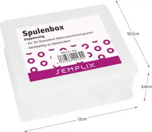 SEMPLIX Spulenbox für 50 Spulen/beidseitig zu bestücken/ 12 x 10,5 x 4,8 cm