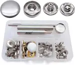 Anorak Druckknöpfe und Werkzeug Φ15mm Silber Messing Kleidung Druckknöpfe für Lederhandwerksjacke Handtasche Brieftasche