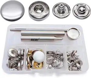 Anorak Druckknöpfe und Werkzeug Φ15mm Silber Messing Kleidung Druckknöpfe für Lederhandwerksjacke Handtasche Brieftasche