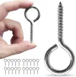 M5 20 Stück 304 Edelstahl Schrauben Auge, 2,56 Zoll Schraube selbstschneidendes Auge, tragend 200LB, Duty Öse Schraube zum Sichern von Holzkabeln, Draht, Innen- und Außenbereich