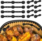 12 Stück Magnete für Airfryer Backpapier,Magnetische Silikonschnallen für Heißluftfritteuse,Silikon Hitzebeständige Magnetschnallen Zum Fixieren Von Backpapier,Hochtemperaturbeständig,Schwarz