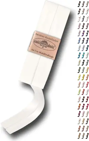 Schrägband/Einfassband Satin gefalzt 2m x 20mm 009-Weiß