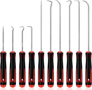 10-Teilig Pick und Haken Set, Mini Präzisions-Haken, Chrom Vanadium Stahlschaft, Öl Ringe Dichtung Werkzeug, Universal Präzision Haken für O-Ring Dichtung Auto
