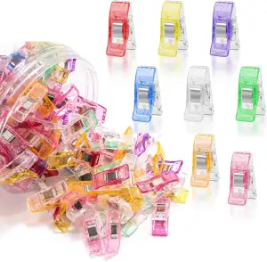 Nähklammern Stoffklammern, 100 Stück Kunststoff Nähclips, Kunststoff-Klammernmit