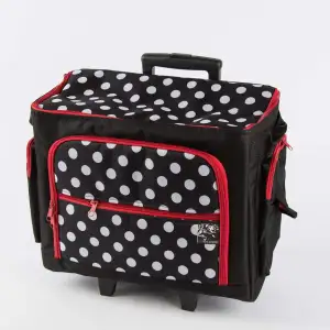 Prym 612630 Nähmaschine Trolley Polka Dots, schwarz/rot/weiß, 44 x 22 x 36 cm