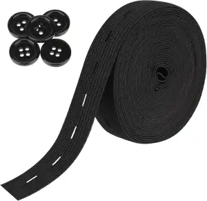 Mozeat Lens 5m Gummiband zum Nähen Flaches Nähband mit Knopfösen Elastisches Gum