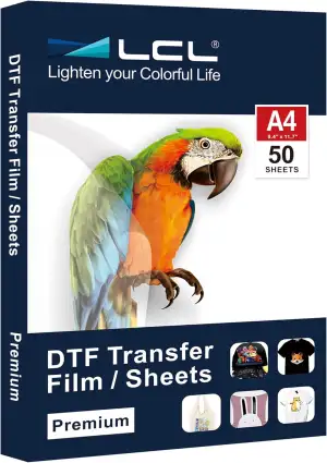 LCL DTF Transferfolie Papier A4 (21 x 29,7 cm) - 50 Blatt, Premium doppelseitig 