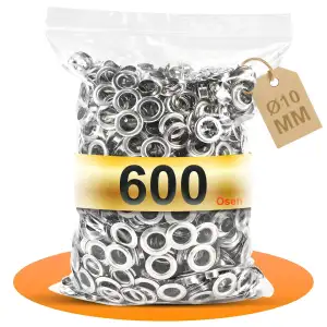 Philtool Ösen 10mm, 600 Stück Ösen für Planen Rostfrei, Metall Tülle Grommets Se