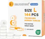 New brothread 144pcs Typ L Größe (SA155) Weiß Vorgewickelten Spulen Unterfaden Kunststoffseite für Spezifiziert Stickerei und Nähmaschinen - 90wt