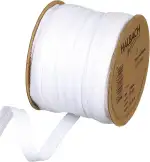 Halbach Seidenbänder Baumwollband | 10mm x 30m | Webband 100% Baumwolle | Bänder zum Basteln als Meterware | Stoffband für Dekorationen, DIY Handwerk, Schrägband Näharbeiten, Farbe: weiß