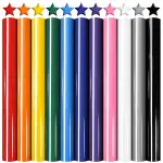 MJARTORIA Plotterfolie Textil Flockfolie für Plotter, Schaumstoff 3D Flockfolie Plotter Textil Puff Vinyl, Vinylfolie Transferpapier zum Aufbügeln Plotter für DIY T-Shirt Leder (11pcs Mehrfarbig)