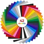 Ohuhu Plotterfolie Textil 42 Stück, 30.5×25.4 cm Flexfolie Plotter Textil, Plottermaschine für T-Shirt, Kleidung, Hüte oder andere Stoffe, Bügelfolie(20 Farben)