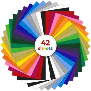Ohuhu Plotterfolie Textil 42 Stück, 30.5×25.4 cm Flexfolie Plotter Textil, Plott