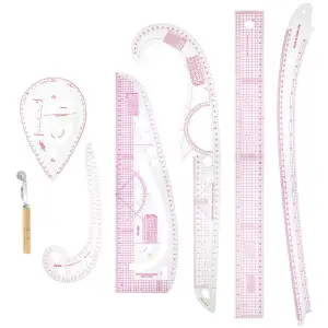 QWORK® 7 Stück kurvenlineal set, schneider lineal, metrisches nähen lineal, nähz