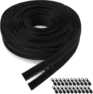 TAVIN Endlosreißverschluss 10m Meterware,3mm Nylon Band mit 20 Metall-Zippern,fa