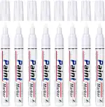 Permanent Marker Wasserfester Stift, 8 Weiß Wasserfeste Paint Marker Schnell Trocknender Wasserfeste Permanentmarker zum Steine Bemalen für Karton, Glass Holz, Metall, Keramik Tassen,Lackmarker