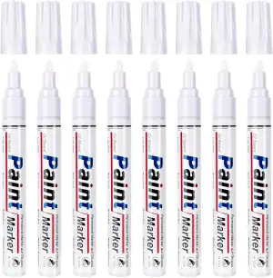 Permanent Marker Wasserfester Stift, 8 Weiß Wasserfeste Paint Marker Schnell Trocknender Wasserfeste Permanentmarker zum Steine Bemalen für Karton, Glass Holz, Metall, Keramik Tassen,Lackmarker