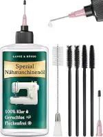 100 ml Nähmaschinenöl Pflege Set - Klar, Geruchlos, Nicht fleckend Inkl. 2x Präzisions-Dosierspit...
