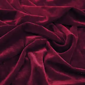Pannesamt Stoff Meterware 2M x 155cm, Dunkelrot Samtstoff Velvet Dekostoff Meter