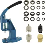 GETMORE Parts Ösenpresse + Ösenwerkzeug + Lochwerkzeug + 100 Ösen, Messing, rostfrei - antik, 17 mm