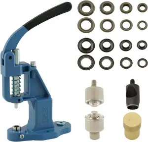 GETMORE Parts Ösenpresse + Ösenwerkzeug + Lochwerkzeug + 100 Ösen, Messing, rost