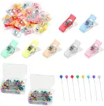 APOMOONS 200 Stück Stecknadeln mit Kopf und 50 Stück Nähklammern Stoffklammern zum Nähen, Bunte Stecknadeln Hijab Pins Nähutensilien Nähzubehör für Handarbeiten Quilten und Schmuckherstellung