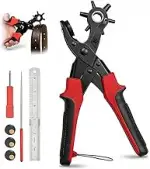 Lochzange für Leder mit 6 Lochgrößen 2-4.5mm - Revolver Lochzange aus Kohlenstoffstahl, Kraftspar...