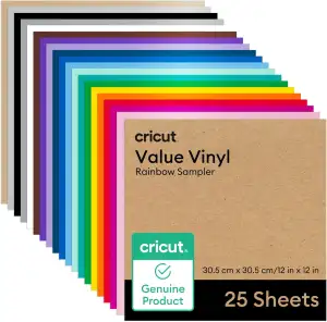 Cricut Vinylfolie für Plotter im Vorteilspack | 25 Blatt | 30,5 cm x 30,5 cm | S