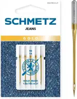 SCHMETZ | 5 Nähmaschinennadeln | Gold Jeans | 130/705 H-JT | Nadeldicke 100/16 | Geeignet für das Vernähen von Jeans und ähnlichen Stoffen | auf jeder gängigen Haushaltsnähmaschine einsetzbar