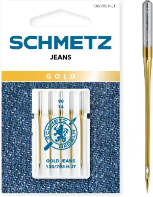 SCHMETZ | 5 Nähmaschinennadeln | Gold Jeans | 130/705 H-JT | Nadeldicke 100/16 |