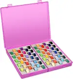 Xuerdon Spulenhalter Box – 66 Stück Spulen Faden-Aufbewahrungs-Organizer kompatibel mit Brother/für Singer/für Janome/für Babylock/für Juki Näh- und Stickmaschinen (nur Box) Lila