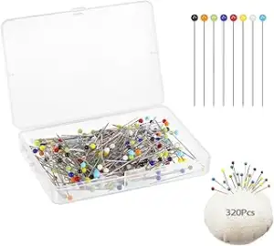 Stecknadeln Mit Kopf [320 Stück], 38 Mm Bunte Glaskopfnadeln, Edelstahl Stecknad