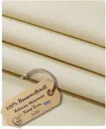 Baumwollstoff Meterware 10m Natur Reiner BioBaumwolle Stoff - Dekostoff zum Nähen, Canvas Baumwolltuch, modische Muster, Nähstoffe (10m 1 Stück)