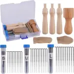 KAMAIKA Nadelfilz-Set, Nadelfilzzubehör mit Filznadeln in 3 Größen, Filznadelgriff aus Holz, Nade...
