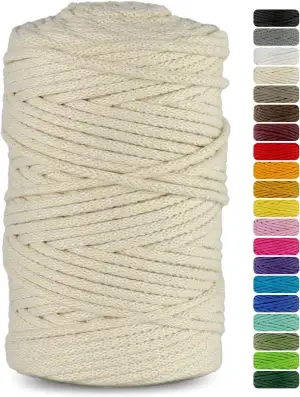 Netuno 1x Makramee Garn Elfenbein 5 mm 100 m Makramee Kordel Baumwolle mit Baumw