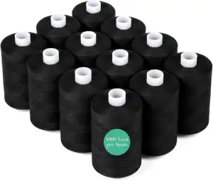 StiVerse12 Stück Garn zumNähen, 1000 Yard schwarzes Garn zumNähen, Polyesterschw