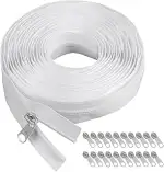 Endlosreißverschluss mit Zipper,#5 10m Lang Reißverschluss Endlos,Nylon Weiß Reissverschluss mit ...